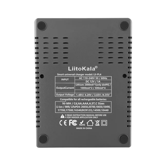 Зарядний пристрій Liitokala Lii-PL4, 4 канала, Ni-Mh/Li-ion/LiFePO4, 220V/12V, LED, Box — Photo 3